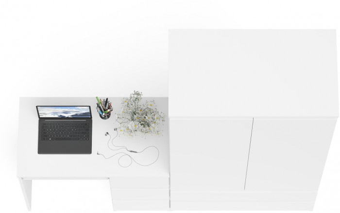 Мори компьютерный стол МС-6 правый + Шкаф МШ900.1, белый