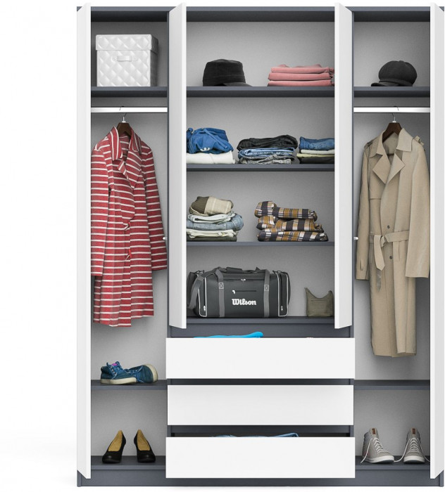 Мори Шкаф МШ1600.1, графит/белый