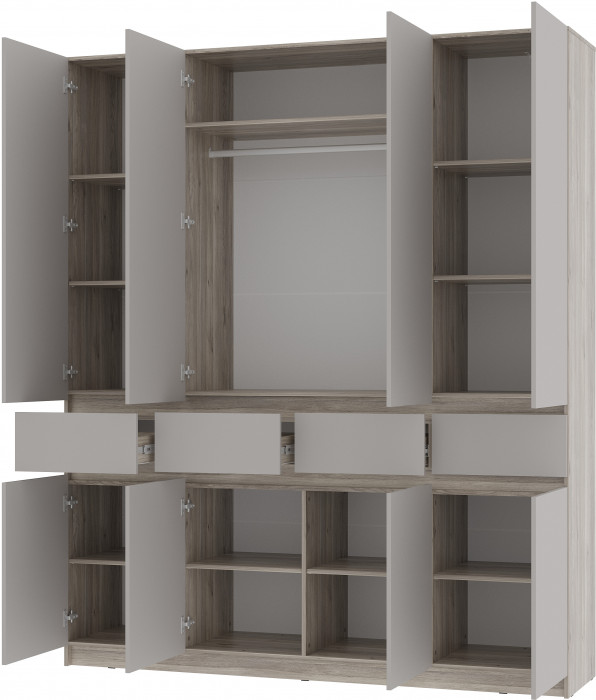 Шкаф 4-х створчатый "Багира" ШК-13 Дуб смоки/Кашемир