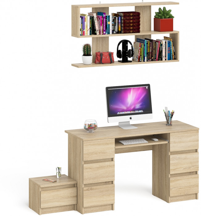 Мори компьютерный стол МС-2 + Тумба ТМП400.1 + Полка 1200, дуб сонома