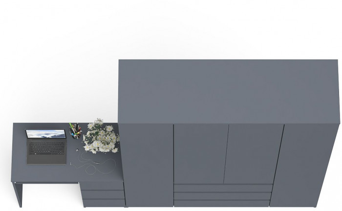 Мори компьютерный стол МС-6 правый + Шкаф МШ1600.1, графит