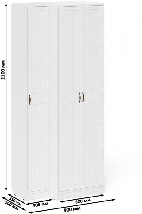 Прихожая П-6 Шкаф + Пенал, белая шагрень/фасады МДФ белое дерево фрезеровка прованс