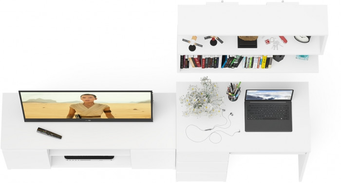 Мори компьютерный стол МС-6 левый + Тумба МТВ1200.1 + Полка 900, белый