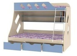 Дельта-20.01 Детская двухъярусная кровать с лестницей (Орех, Белый)