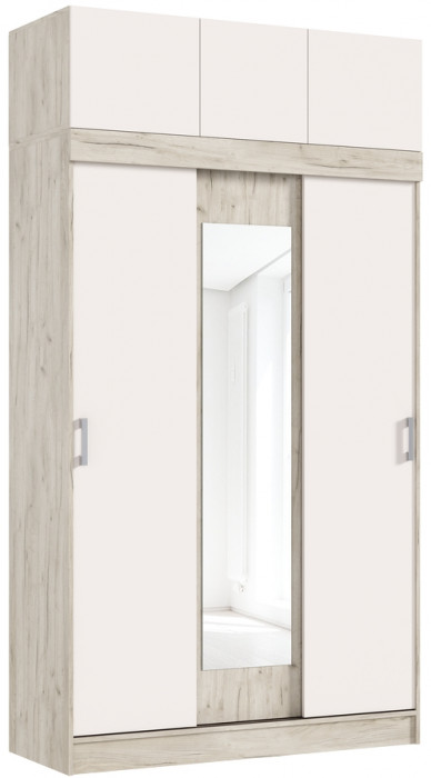 Шкаф-купе с антресолью Басямиф, Крафт серый/Кашемир