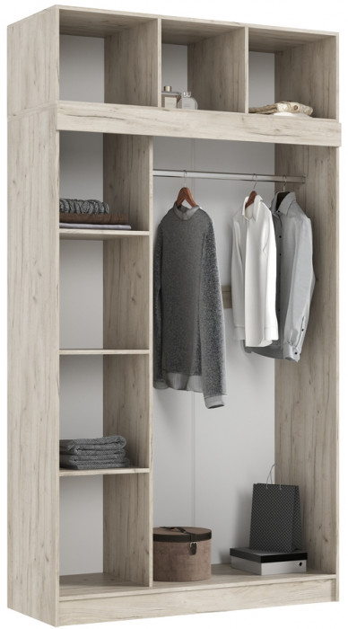 Шкаф-купе с антресолью Басямиф, Крафт серый/Кашемир