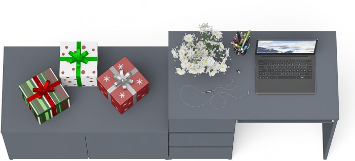 Мори компьютерный стол МС-6 левый + Тумба МА900.1, графит