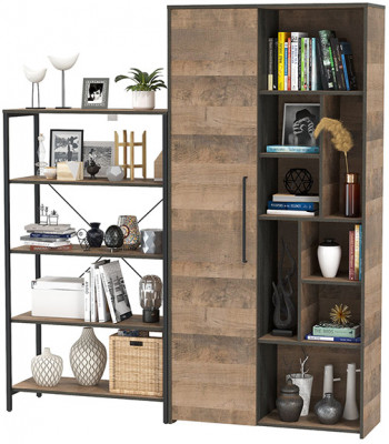 Трувор 13.151.01 Стеллаж + 13.206 Шкаф-стеллаж, дуб гранж песочный/интра