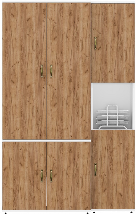 Лидер-8 Модуль Пенал + Шкаф МД 20Б, белый шагрень/крафт золото