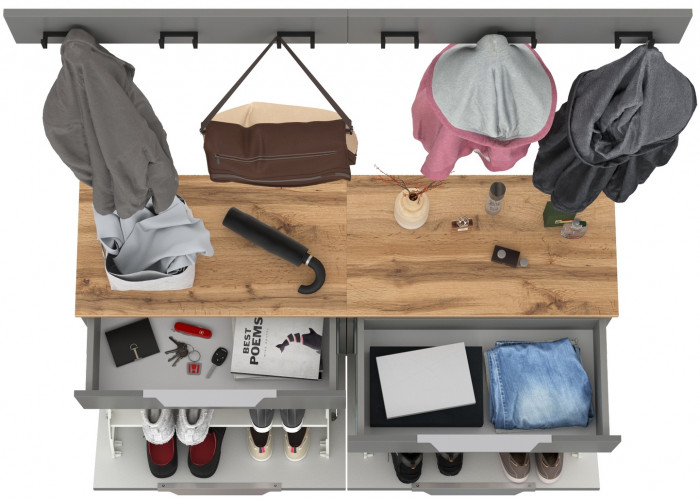 Октава Прихожая 05, серый графит/дуб крафт золотой/фасады МДФ серый графит