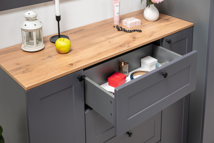 Остин 16.221 Комод + 16.221 Комод + 16.221 Комод, серый графит/дуб крафт золотой