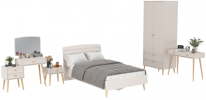 Афина Спальня 27-1200, цвет кашемир серый, сп.м. 1200х2000 мм., б/м, основание есть - фанера