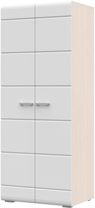 Симба шкаф 2-х створчатый (800*2000*570) дуб белфорт/белый глянец