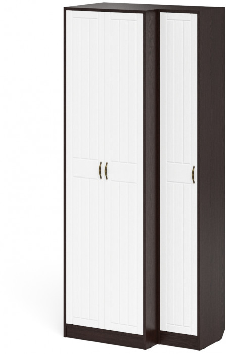 Прихожая П-6 Шкаф + Пенал, венге/фасады МДФ белое дерево фрезеровка прованс