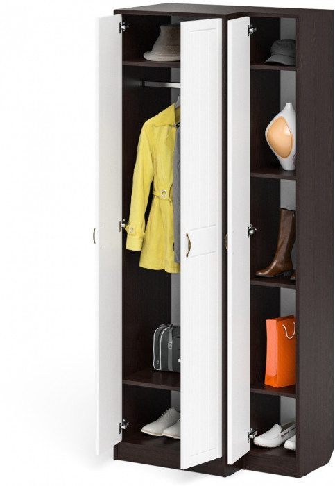 Прихожая П-6 Шкаф + Пенал, венге/фасады МДФ белое дерево фрезеровка прованс