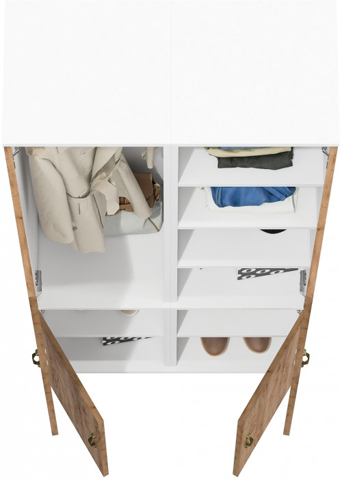 Лидер-8 Модуль Пенал МД 21Б + Пенал МД 22Б, белый шагрень/крафт золото