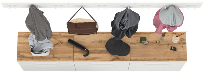 Октава Прихожая 06, белый шагрень/дуб крафт золотой/фасады МДФ белый шагрень