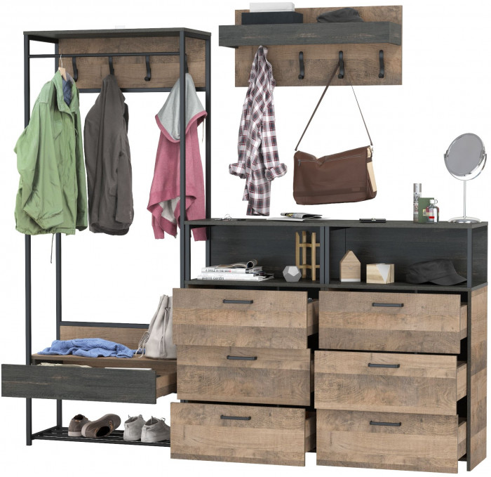 Трувор Прихожая 223, дуб гранж песочный/интра