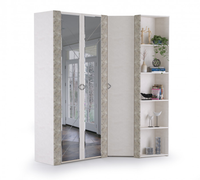 Амели Набор шкафов 2 13.140 + 13.131 + 13.133, цвет шёлковый камень/бетон чикаго беж, ШхГхВ 121,1х189,3х230 см.