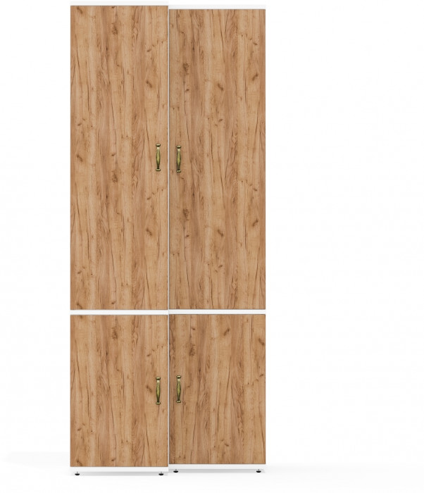 Лидер-8 Модуль Пенал МД 21Б + Пенал МД 23Б, белый шагрень/крафт золото