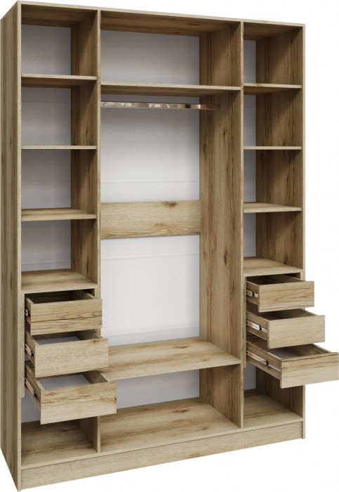 Шкаф Мадрид (1,6) с 6 ящ. внутри с зеркалом, Дуб делано