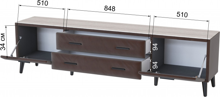 Тумба ТВ интерьерная 2,0 Пай коричневый/мдф сандал белый