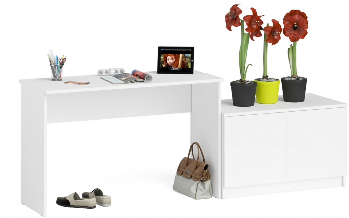 Мори письменный стол МСП1200.1 + Тумба МА900.1, белый