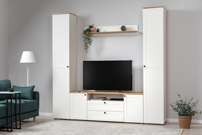 Остин 16.484 Полка, белый шагрень/дуб крафт золотой