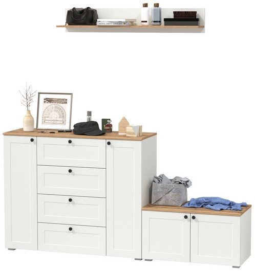 Остин Прихожая 67, белый шагрень/дуб крафт золотой