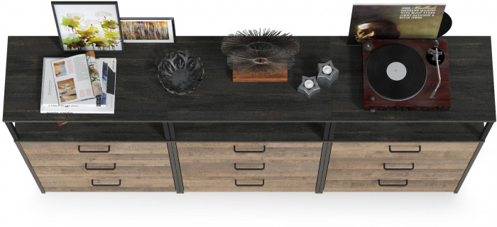 Трувор 13.307.02 Комод с ящиками + 13.307.02 Комод с ящиками + 13.307.02 Комод с ящиками, дуб гранж песочный/интра