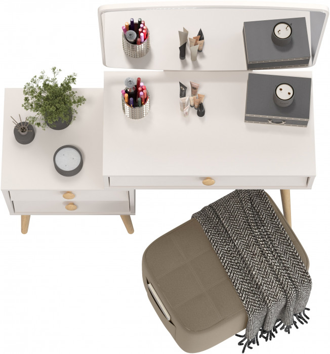 Афина Спальня 4-25901М1к.с. Трюмо + Банкетка 6-5127ТКВорех Вики, кашемир серый/ткань орех