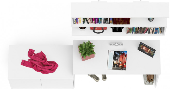 Мори письменный стол МСП1200.1 + Тумба МА900.1 + Полка 1200, белый