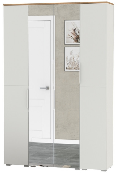 Октава Набор шкафов 01, цвет белый шагрень/дуб крафт золотой/фасады МДФ белый шагрень, ШхГхВ 128,8х35,3х197,6 см., универсальная сборка