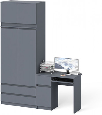 Мори компьютерный стол МС-1 левый + Шкаф МШ900.1 + Антресоль МА900.1, графит