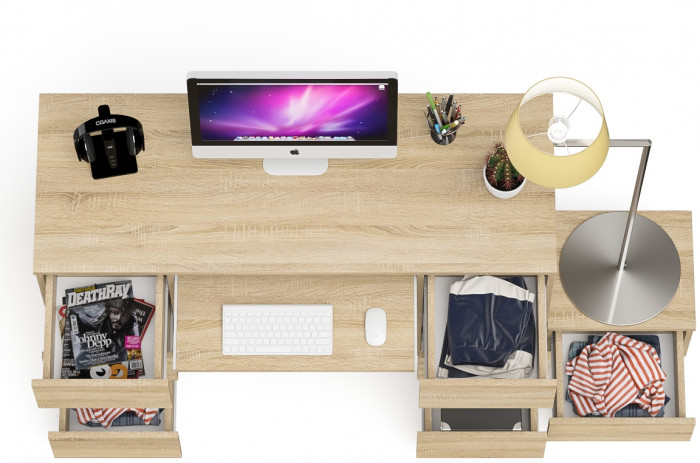 Мори компьютерный стол МС-2 + Тумба ТМП400.1, дуб сонома