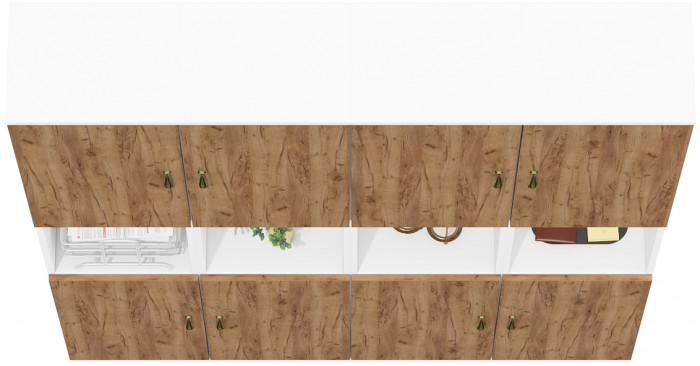 Лидер-8 Пенал 4 шт., цвет белый шагрень/крафт золото, ШхГхВ 160х30х190 см., универсальная сборка