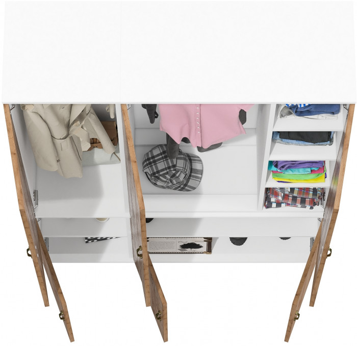 Лидер-8 Модуль Пенал МД 21Б + Шкаф МД 20Б, белый шагрень/крафт золото