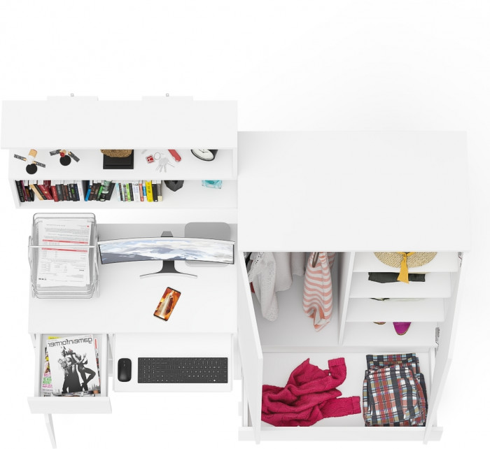 Мори компьютерный стол МС-1 левый + Шкаф МШ900.1 + Полка 900, белый