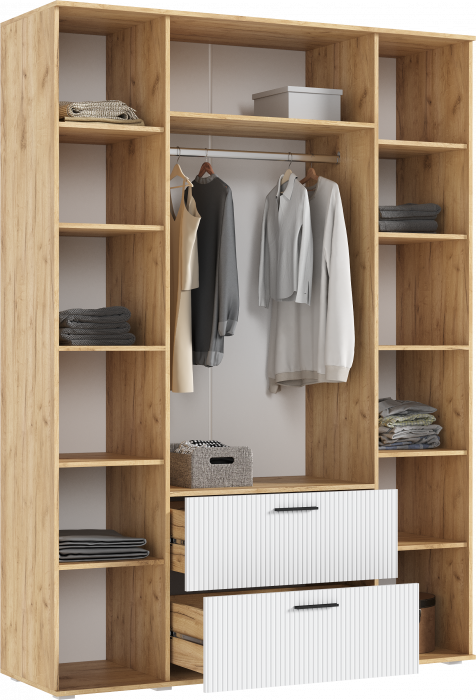 Сильвия Шкаф 4-х створчатый 1600, Браш Вайт/Дуб Крафт