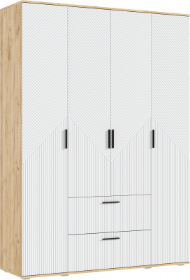 Сильвия Шкаф 4-х створчатый 1600, Браш Вайт/Дуб Крафт