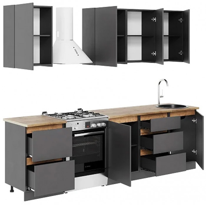 Кухня Айден 2,0, Графит серый