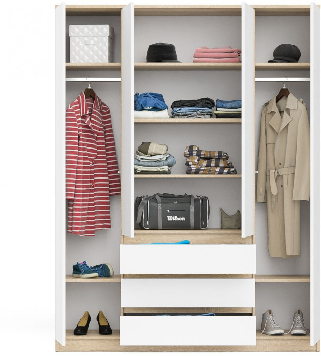 Мори Шкаф МШ1600.1, цвет дуб сонома/белый, ШхГхВ 160,4х50,4х209,6 см.