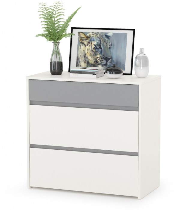 Торонто 13.321 Комод + 13.321 Комод + 16.475 Полка, белый шагрень/стальной серый