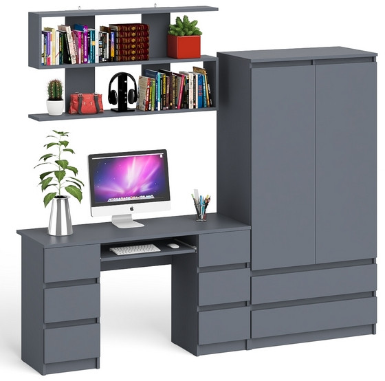 Мори компьютерный стол МС-2 + Шкаф МШ900.1 + Полка 1200, графит