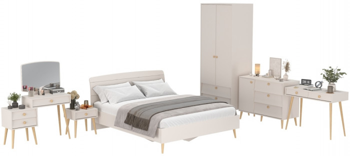 Афина Спальня 28-1600, цвет кашемир серый, сп.м. 1600х2000 мм., б/м, основание есть - фанера