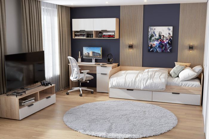 Полка Норд Лине ПЛ03-1200, Дуб сонома, Софт пломбир