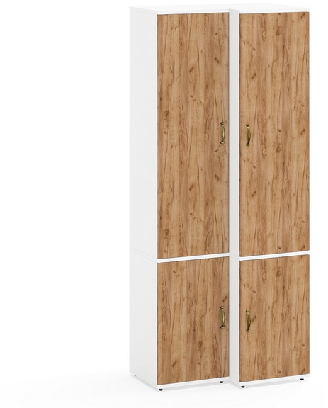 Лидер-8 Модуль Пенал МД 22Б + Пенал МД 23Б, белый шагрень/крафт золото