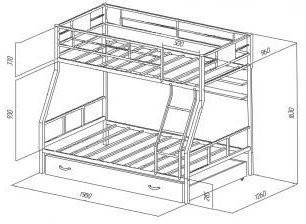Двухъярусная кровать Гранада-1ПЯ, серый / Венге (Ясень шимо светлый, Черный)