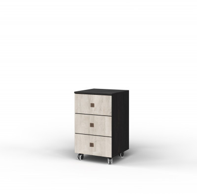 Тумба на колесиках с 3-мя ящиками "Лондон" - Дуб кентерберри/Сосна натуральная