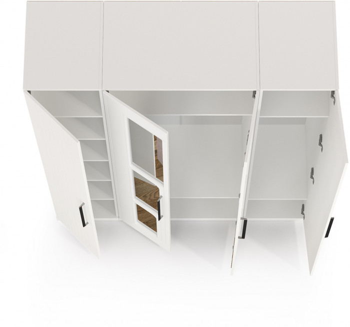 Валенсия Спальня Шкаф для одежды 4-х створчатый, цвет ЛДСП белый шагрень/МДФ белый шагрень, ШхГхВ 168х54,2х225,3 см.